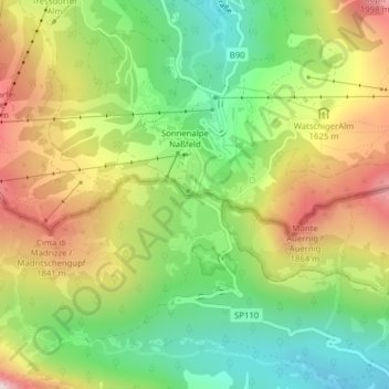 Nassfeldの地形図、標高、地勢