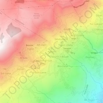 Ayatenの地形図、標高、地勢
