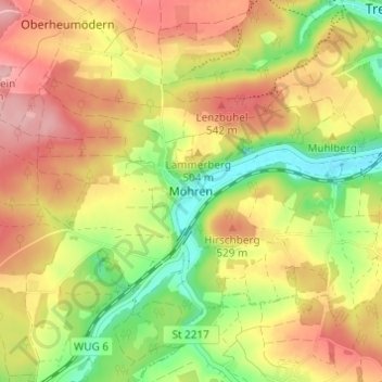 Möhrenの地形図、標高、地勢