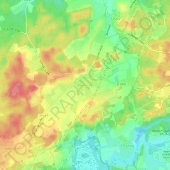 Perchtingの地形図、標高、地勢