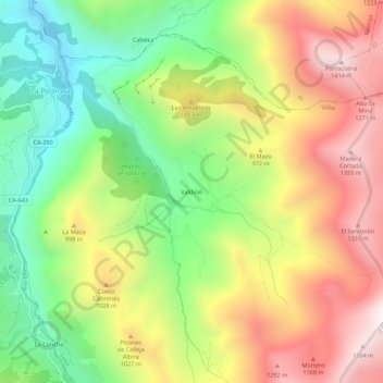 Valdicióの地形図、標高、地勢