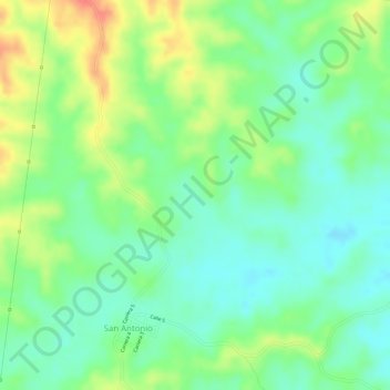 Agua De Diosの地形図、標高、地勢