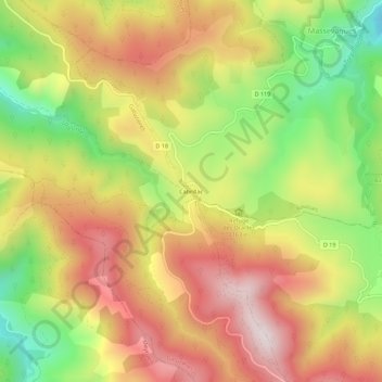 Cabrillacの地形図、標高、地勢