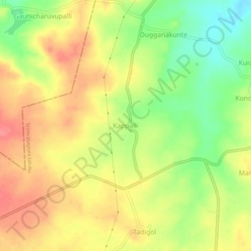 Kappalliの地形図、標高、地勢