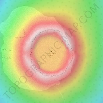 Nyiragongoの地形図、標高、地勢