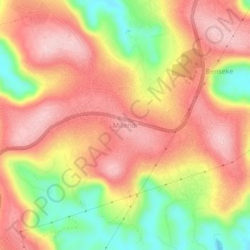 Mitendiの地形図、標高、地勢