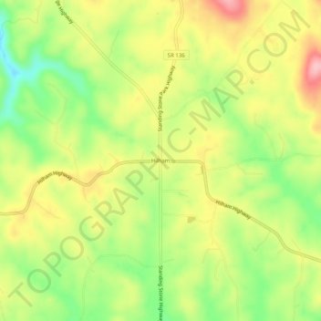 Hilhamの地形図、標高、地勢