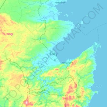 Bisligの地形図、標高、地勢