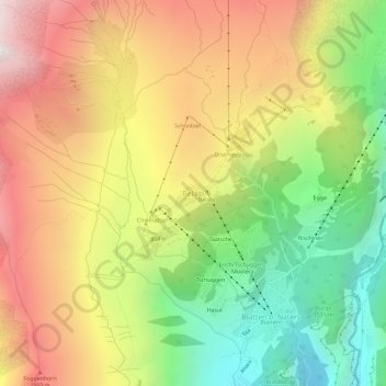Belalpの地形図、標高、地勢