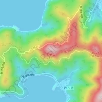 戸倉山の地形図、標高、地勢