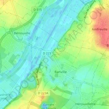 Longuevilleの地形図、標高、地勢