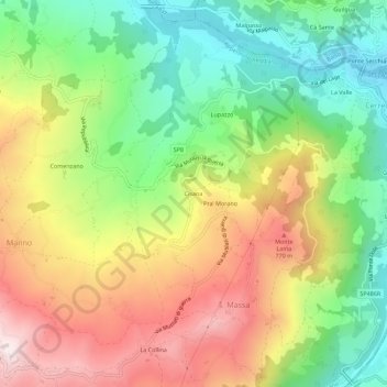Cisanaの地形図、標高、地勢