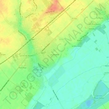 Les Venellesの地形図、標高、地勢