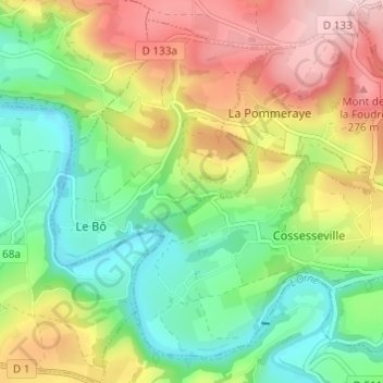 Mainboeufの地形図、標高、地勢