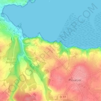 Rulosquetの地形図、標高、地勢