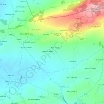 La Fontaineの地形図、標高、地勢
