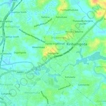 Dalugamaの地形図、標高、地勢