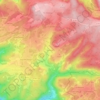 Brumbiefの地形図、標高、地勢