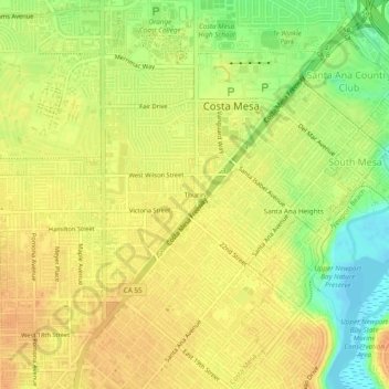 Thurinの地形図、標高、地勢