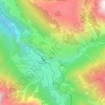 Latschの地形図、標高、地勢