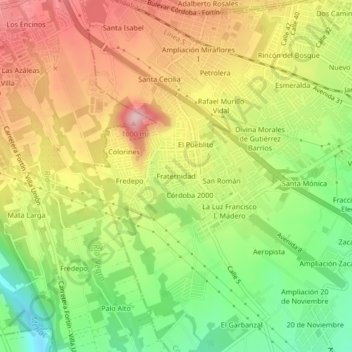 Fraternidadの地形図、標高、地勢