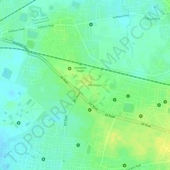 Central Gardenの地形図、標高、地勢