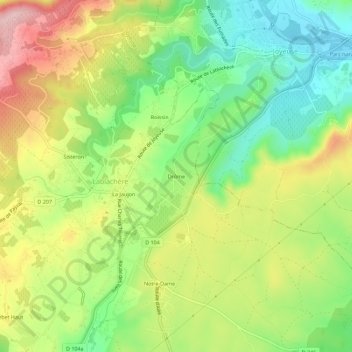 Drômeの地形図、標高、地勢