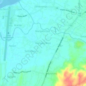 Mangato Westの地形図、標高、地勢