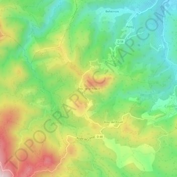 Bosc de la Roqueの地形図、標高、地勢