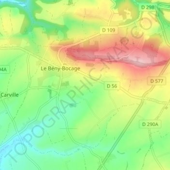 Le Hamel Pinの地形図、標高、地勢