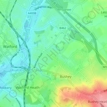 Connaught Parkの地形図、標高、地勢