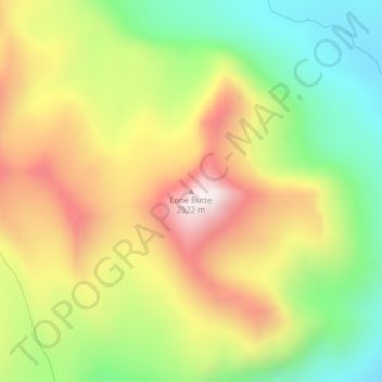 Lone Butteの地形図、標高、地勢