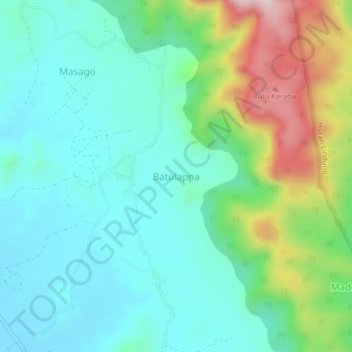 Batulappaの地形図、標高、地勢