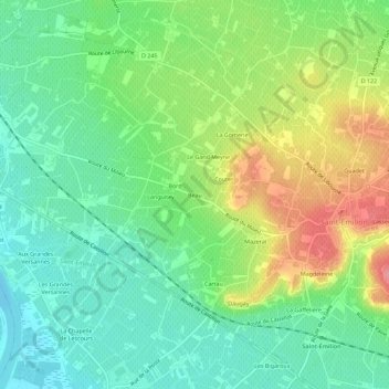 Beauの地形図、標高、地勢