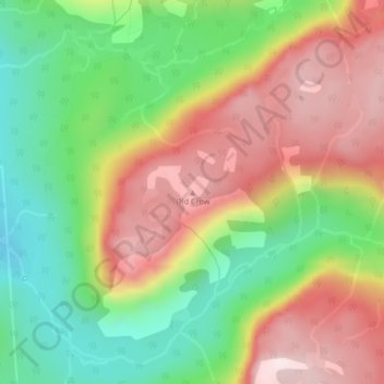 Old Crowの地形図、標高、地勢