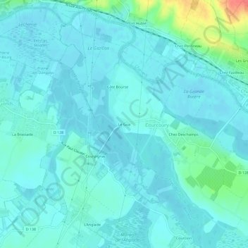 Le Guaの地形図、標高、地勢