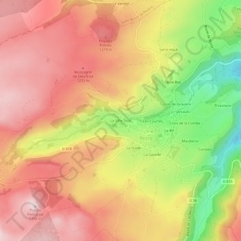 La Ville-Tourの地形図、標高、地勢