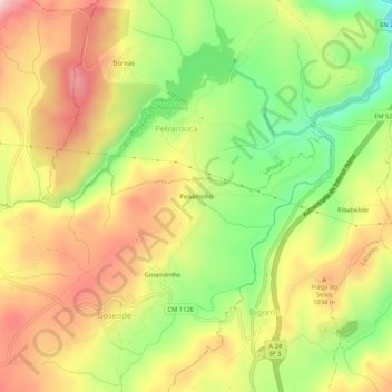Peixeninhoの地形図、標高、地勢