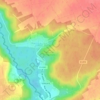 Butte de Chaumontの地形図、標高、地勢