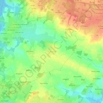 Le Hallateの地形図、標高、地勢