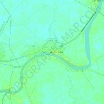 Carlos A. Carrilloの地形図、標高、地勢