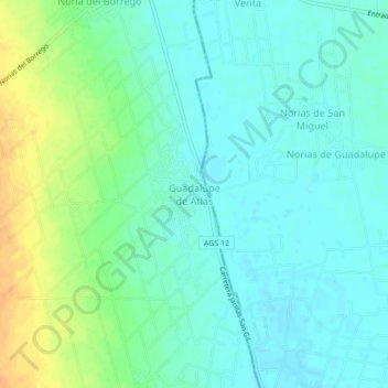 Guadalupe de Atlasの地形図、標高、地勢