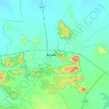 Devadurgaの地形図、標高、地勢