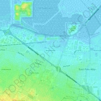 Belle Havenの地形図、標高、地勢