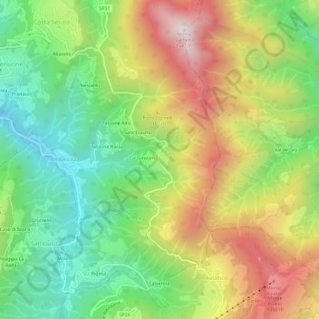 Trafficantiの地形図、標高、地勢