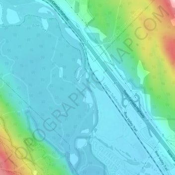 Bow Riverの地形図、標高、地勢