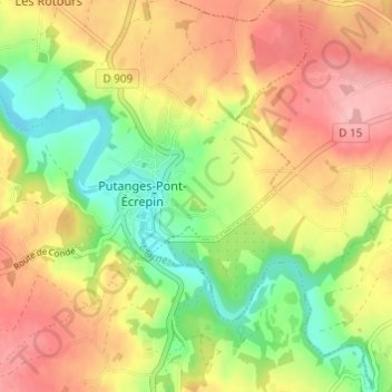 Le Châtelierの地形図、標高、地勢