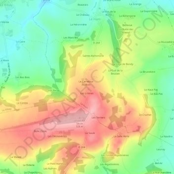 Saint-Louisの地形図、標高、地勢