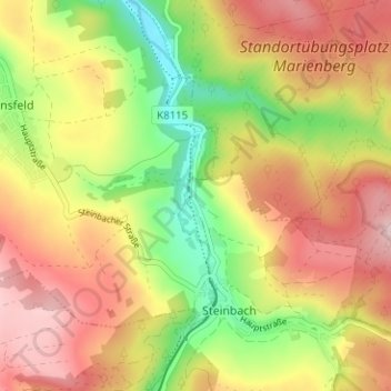 Oberschmiedebergの地形図、標高、地勢
