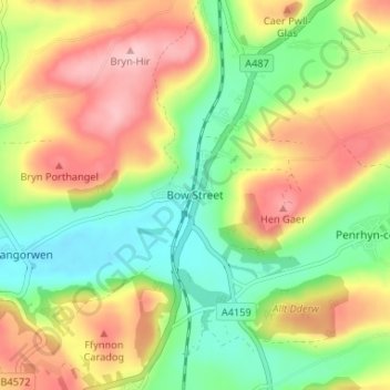 Bow Streetの地形図、標高、地勢